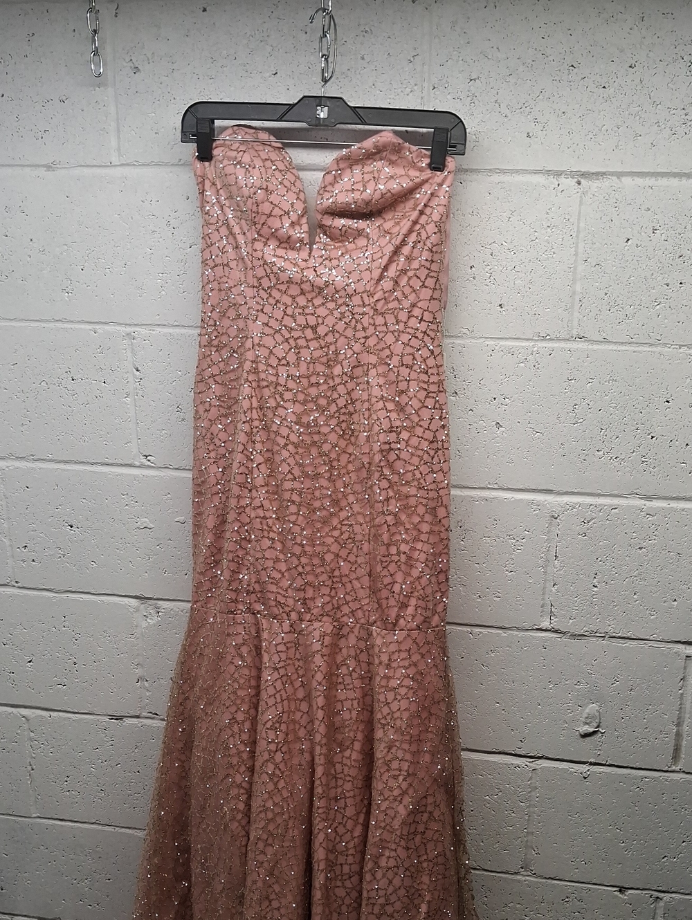 NWT Womens Beautiful Strapless Blush Sequin/Glitter Mermaid Gown